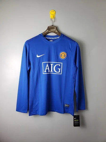 Camiseta de fútbol Manchester United 2007/08 VISITANTE MANGA LARGA VERSION FAN